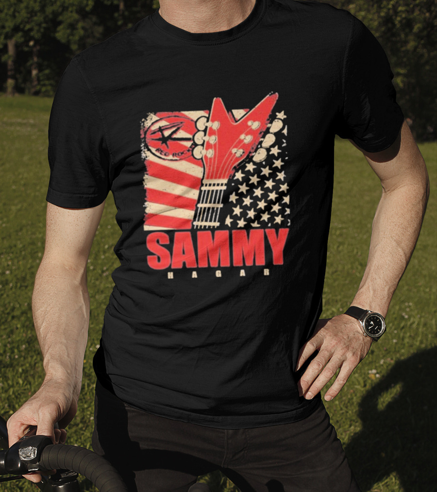 Sammy Hagar Red Rocker American Flag Guitar T-Shirt