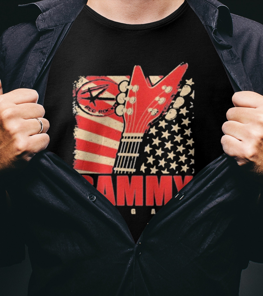 Sammy Hagar Red Rocker American Flag Guitar T-Shirt