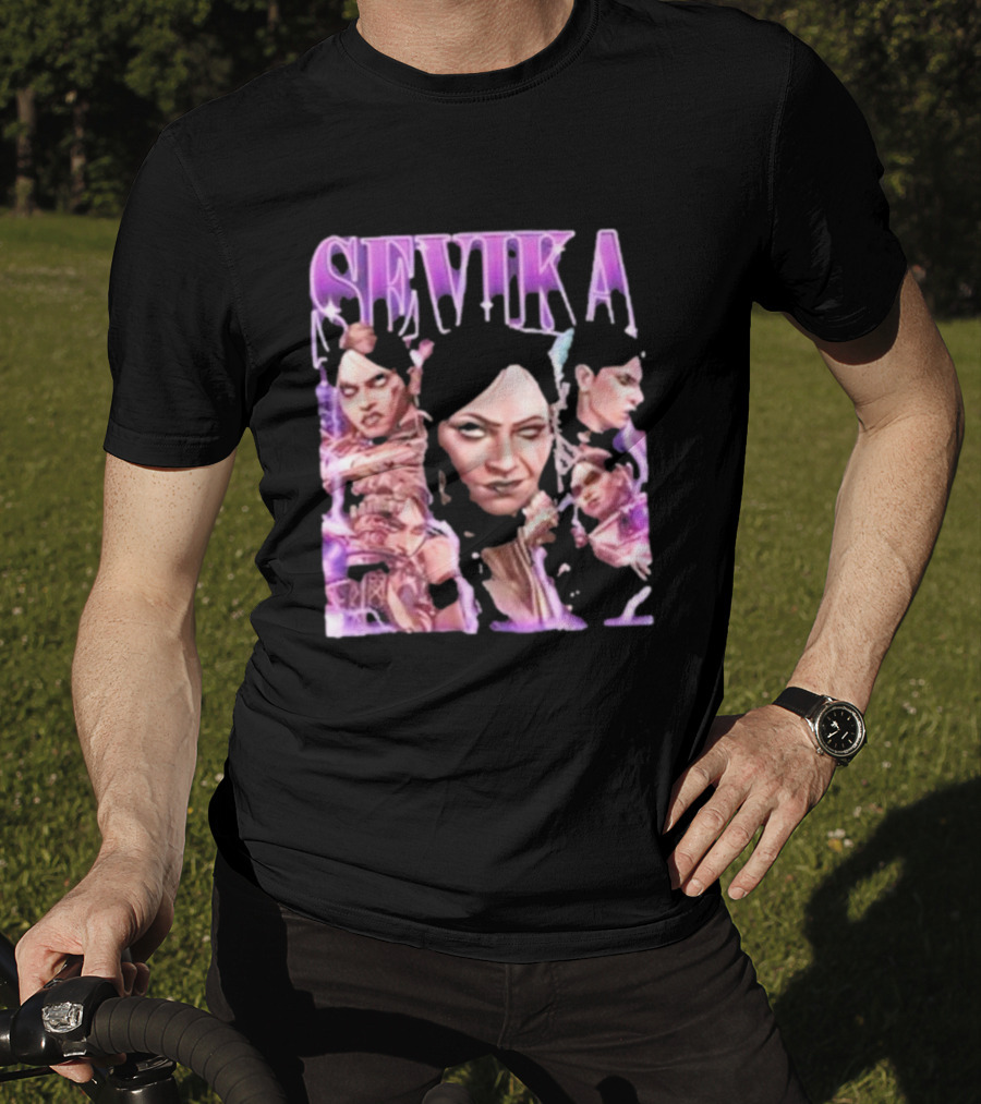 SEVIKA Arane Character Collage Graphic Purple Tones T-Shirt