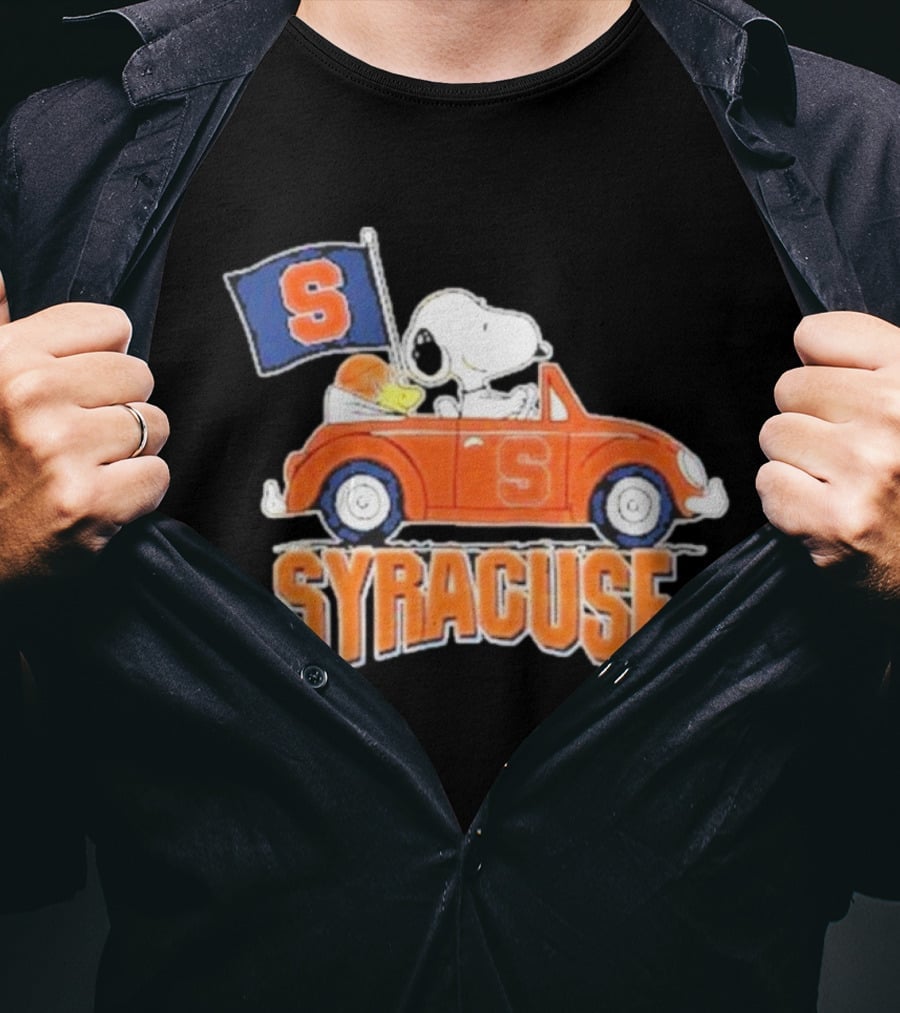 Snoopy Syracuse Orange Basketball Driving Car T-Shirt