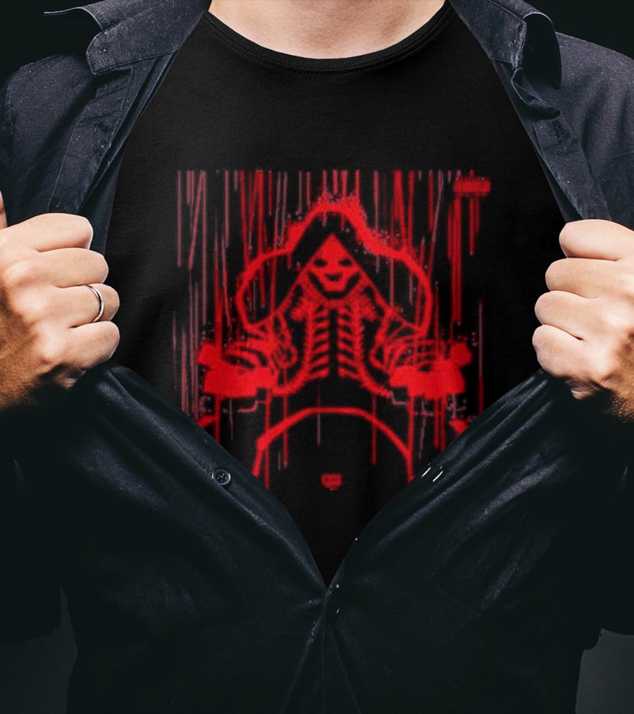 The Weeknd X Frank Miller Hurry Up Tomorrow Red Hooded Figure With Dripping Lines T-Shirt