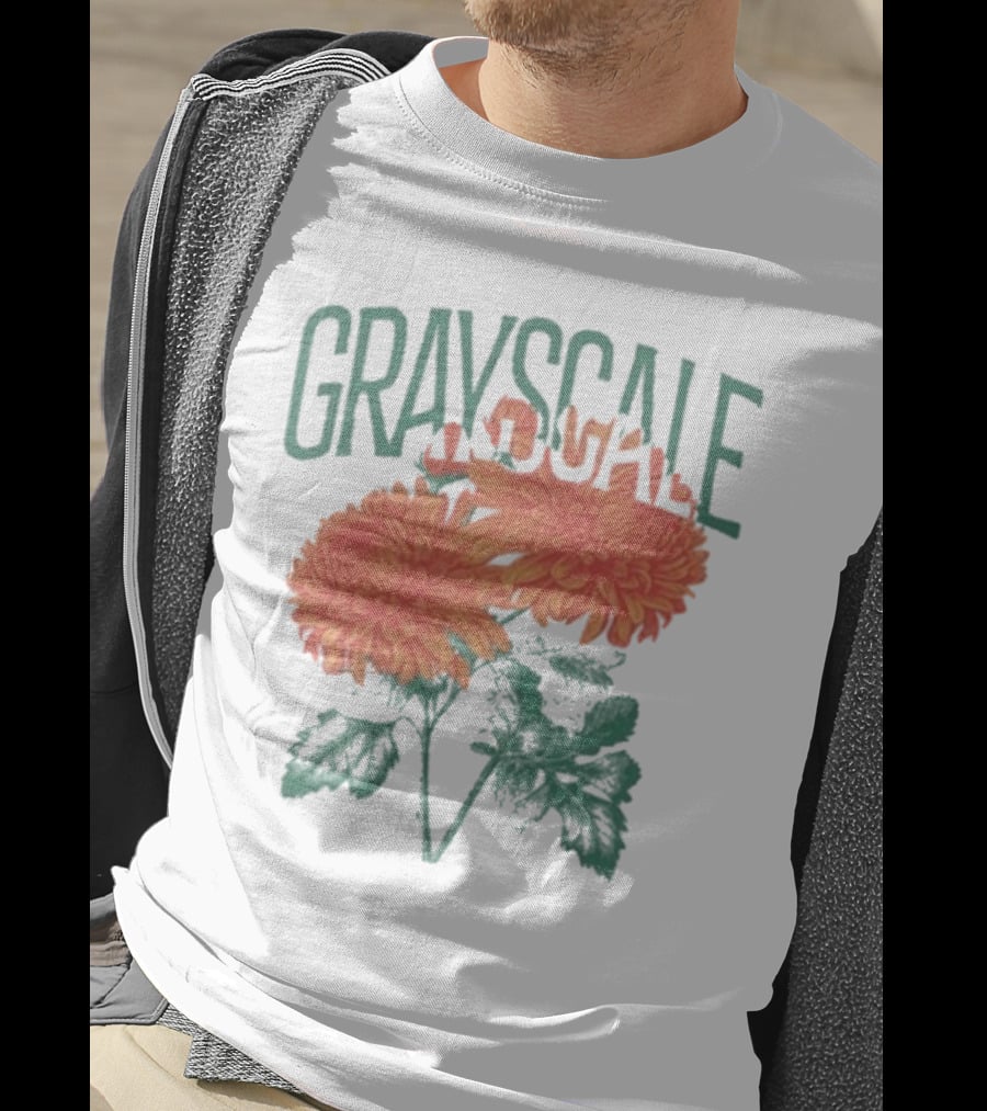 Grayscale Vintage Flower Logo T-Shirt