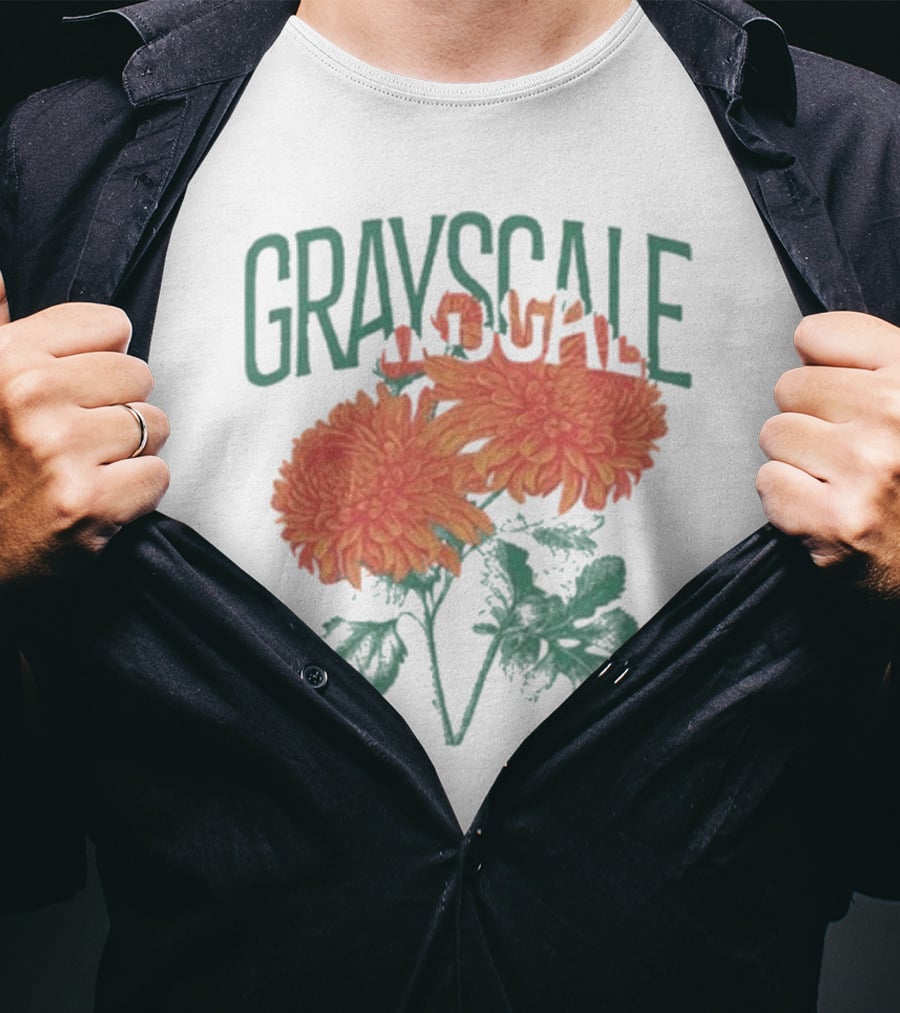 Grayscale Vintage Flower Logo T-Shirt
