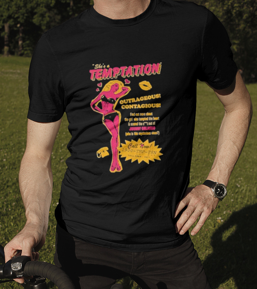 She's A Temptation Outrageous Contagious Johnny Orlando Mysterious Vixen Retro Hotline T-Shirt