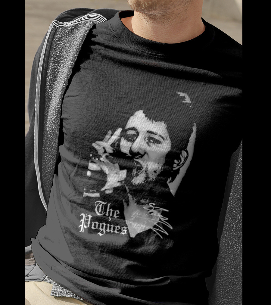 The Pogues Shane MacGowan Smoking Black And White Photo T-Shirt