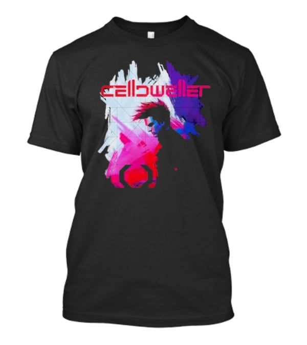 Celldweller The Sentinel Neon Abstract Portrait With Geometric Accent T-Shirt