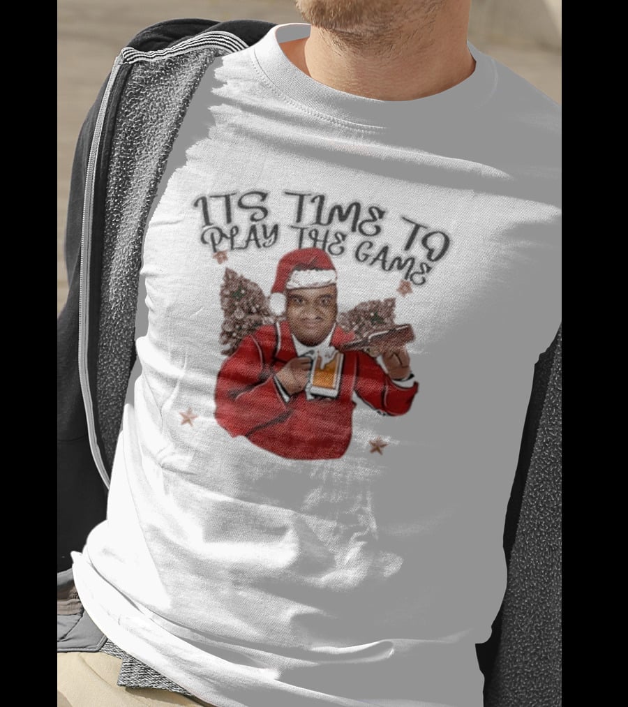 Its Time To Play The Game Christmas Santa Claus With Beer Mug T-Shirt