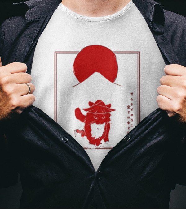 Samurai Unico Uniuni Runin Cat With Rising Sun T-Shirt