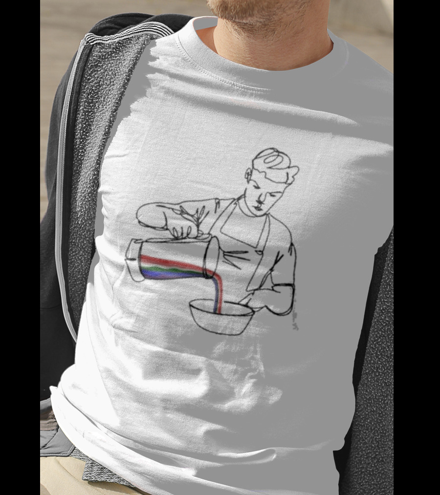 Will Poulter Pouring Rainbow Beverage Into Bowl The Bear Charity T-Shirt