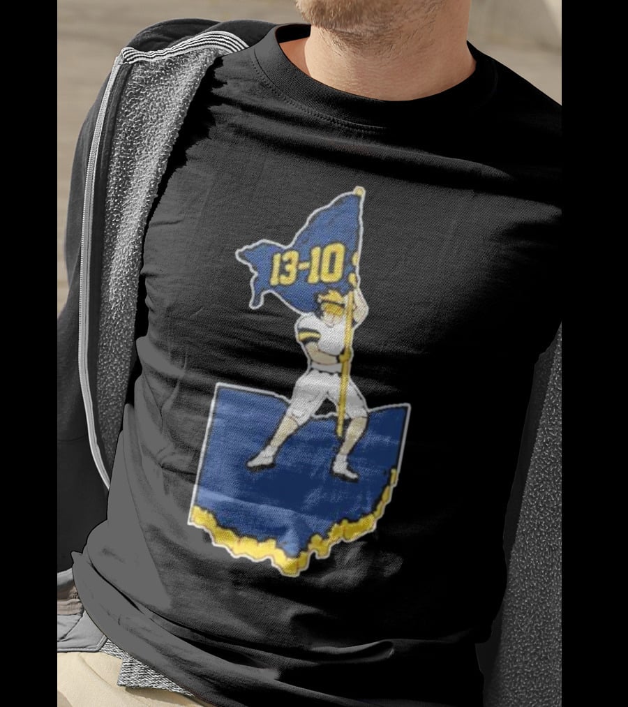 13-10 Michigan Flag Football Victory Over Ohio Outline T-Shirt