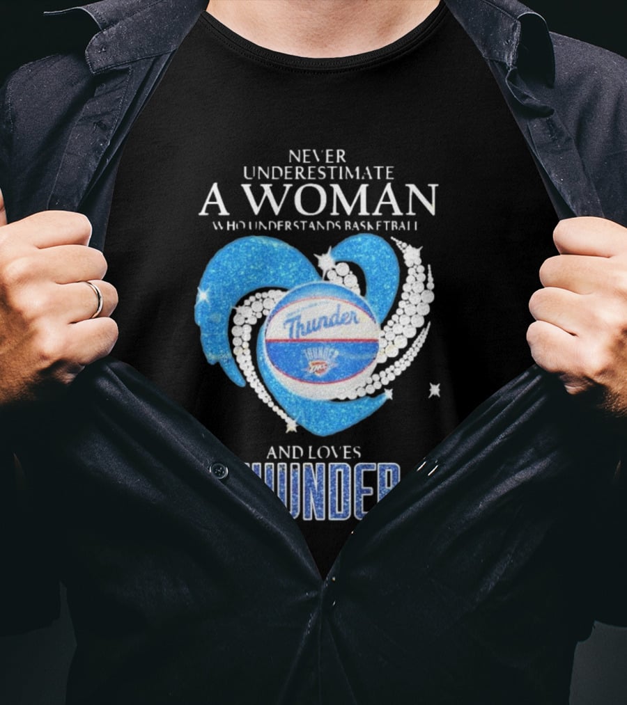 Never Underestimate A Woman Who Understands Basketball And Loves Oklahoma City Thunder T-Shirt