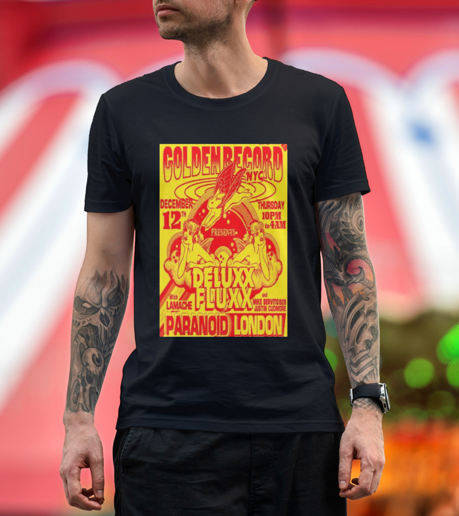 Golden Record NYC Presents Deluxx Fluxx with Lamache and Paranoid London December 12th T-Shirt