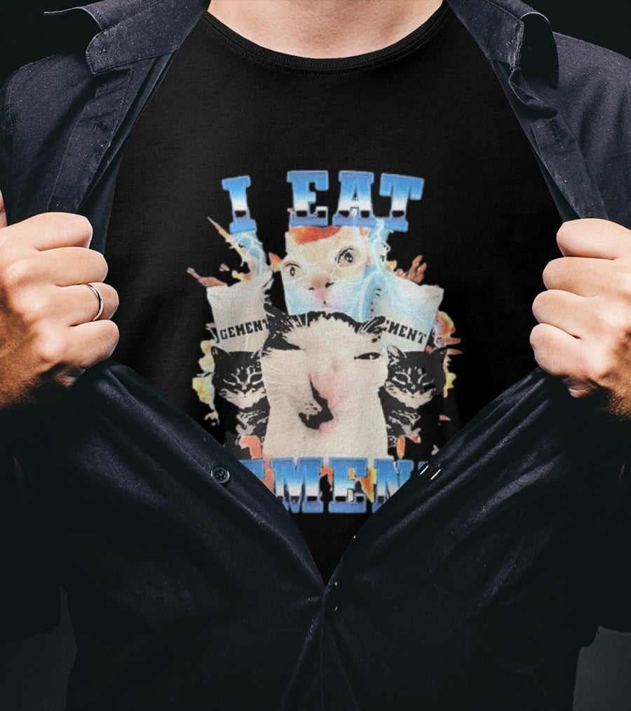 I Eat Cement Exploding Cat Faces T-Shirt