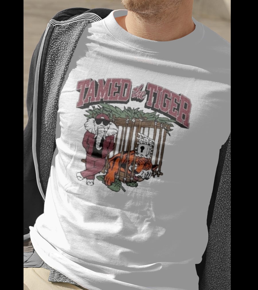 Tamed The Tiger Alabama Football Rivalry Elephant And Caged Tiger T-Shirt
