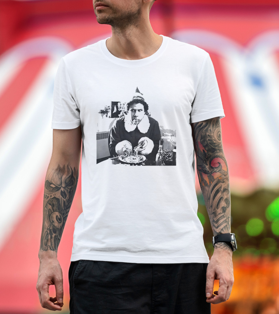 Elf Eating Spaghetti Christmas T-Shirt
