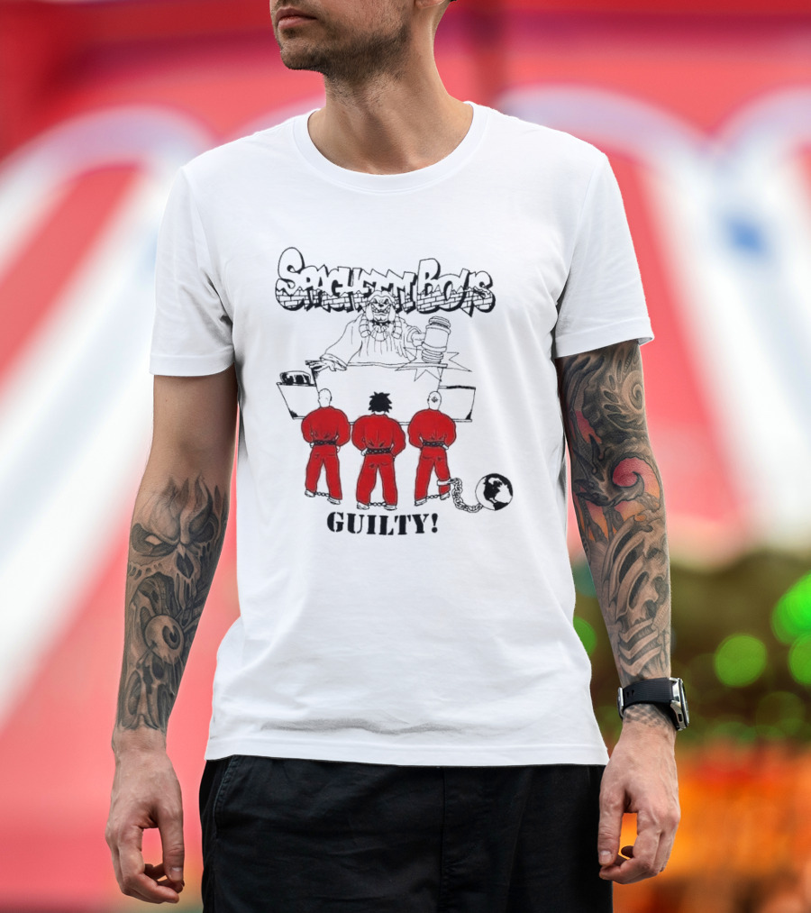 Spaghetti Boys Guilty Comic Judge Prisoners Earth Chain T-Shirt