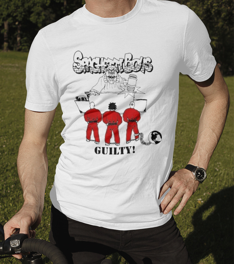 Spaghetti Boys Guilty Comic Judge Prisoners Earth Chain T-Shirt