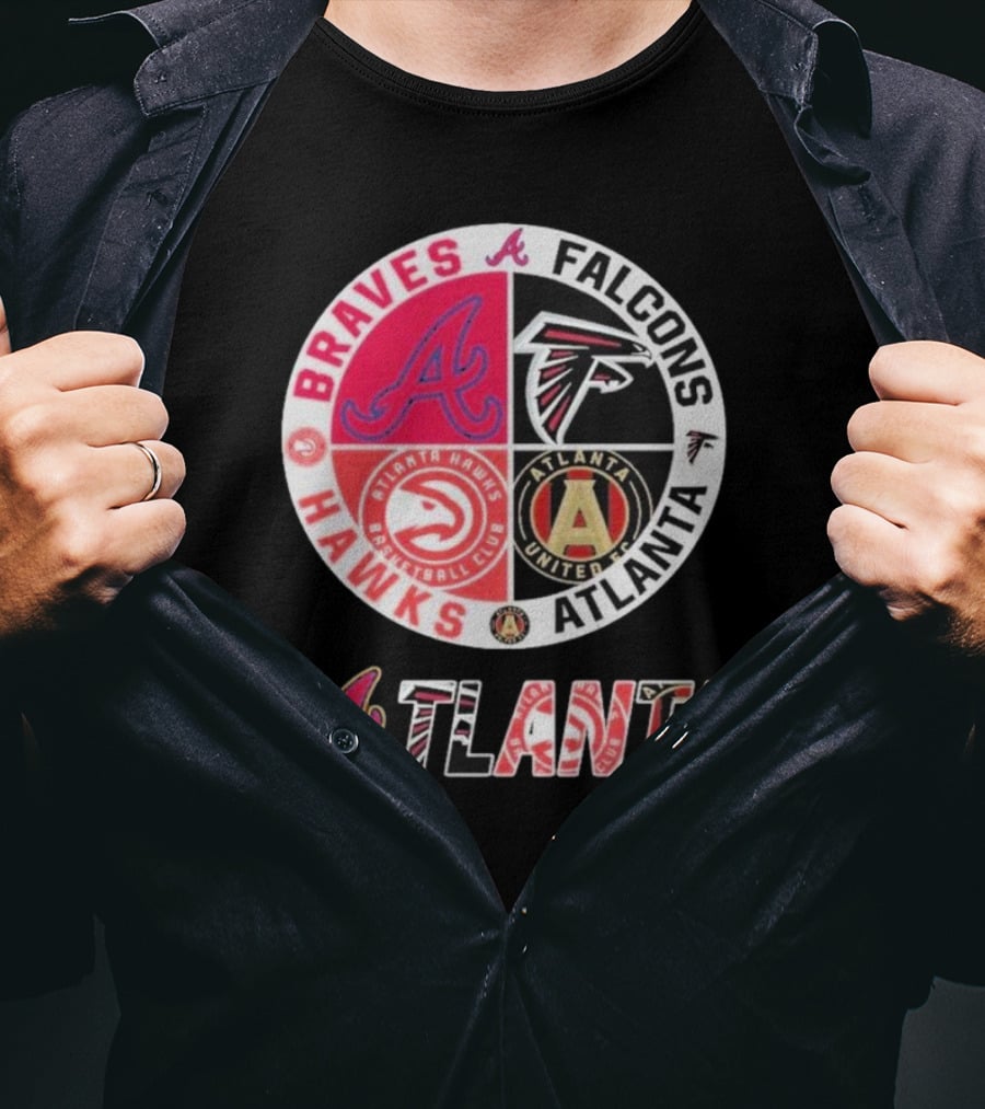 Atlanta Braves Falcons Hawks United FC Logos T-Shirt