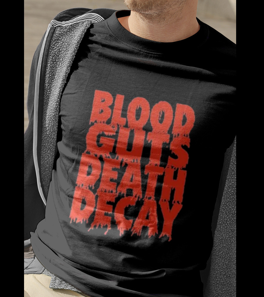 Blood Guts Death Decay Horror Typography T-Shirt