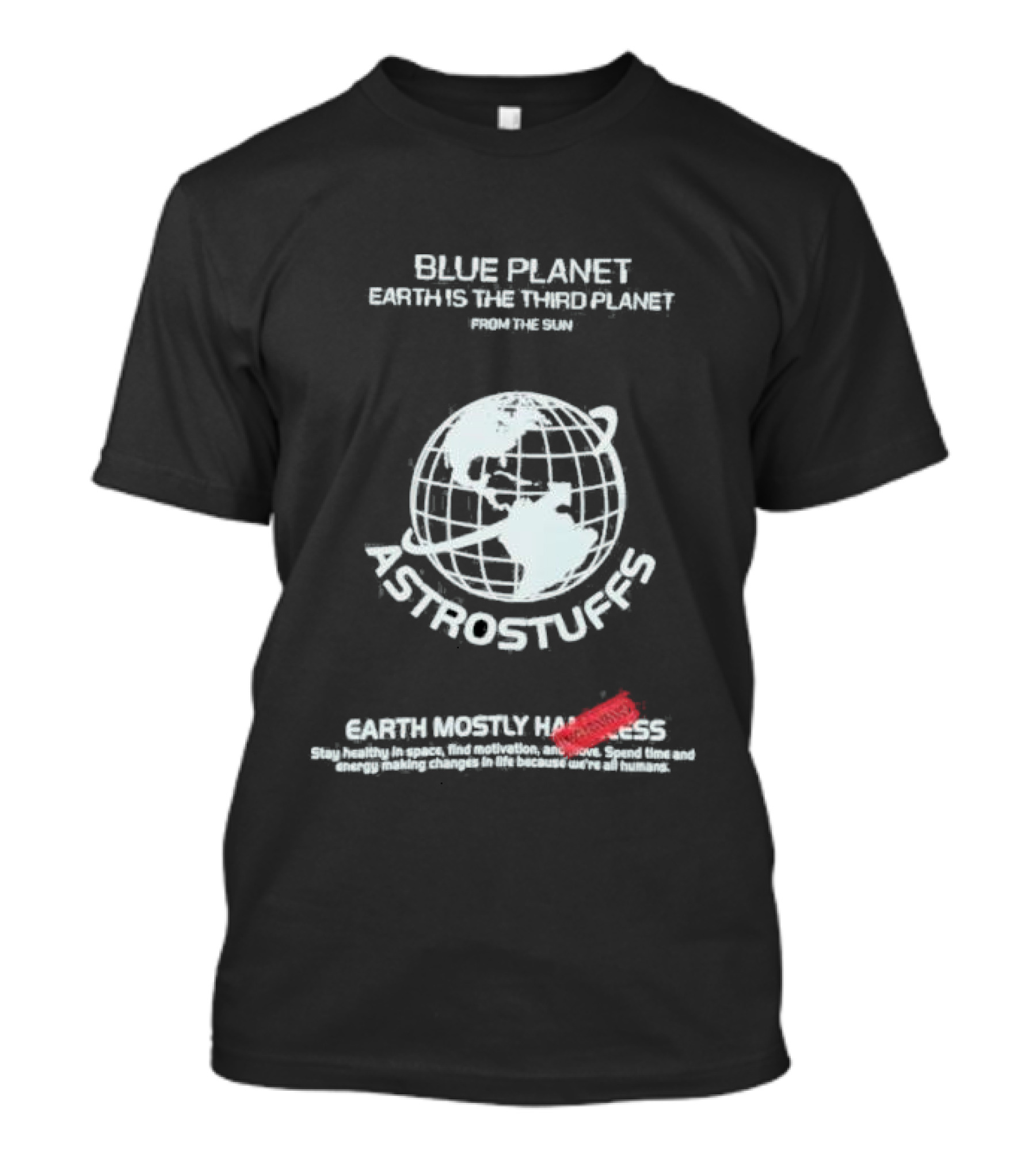 Blue Planet Earth Is The Third Planet From The Sun Astrostuffs Earth Mostly Harmless T-Shirt