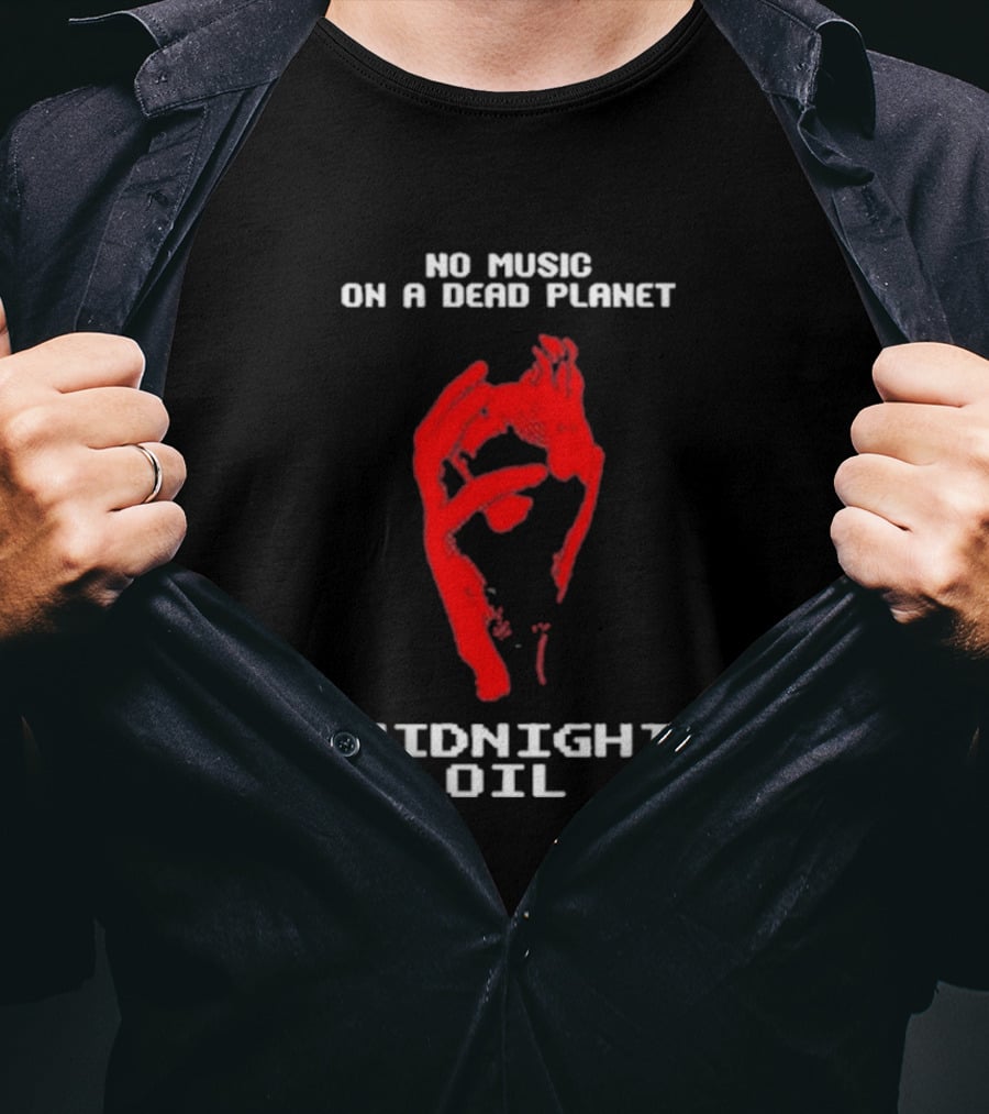Midnight Oil No Music On A Dead Planet Red Hand T-Shirt