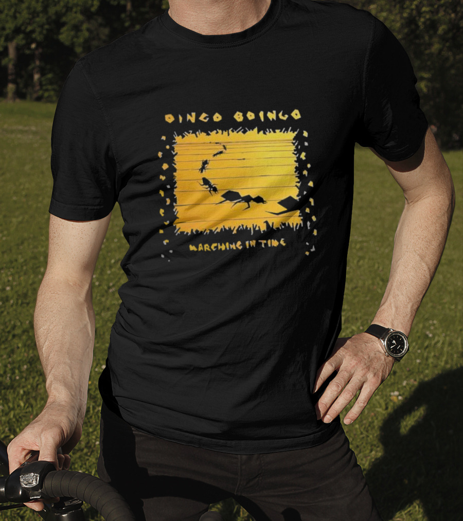 Oingo Boingo Marching In Time Ants On Yellow Stripe T-Shirt