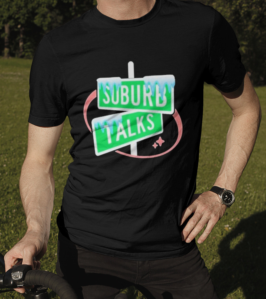 Suburb Talks Snowy Street Signs Christmas T-Shirt