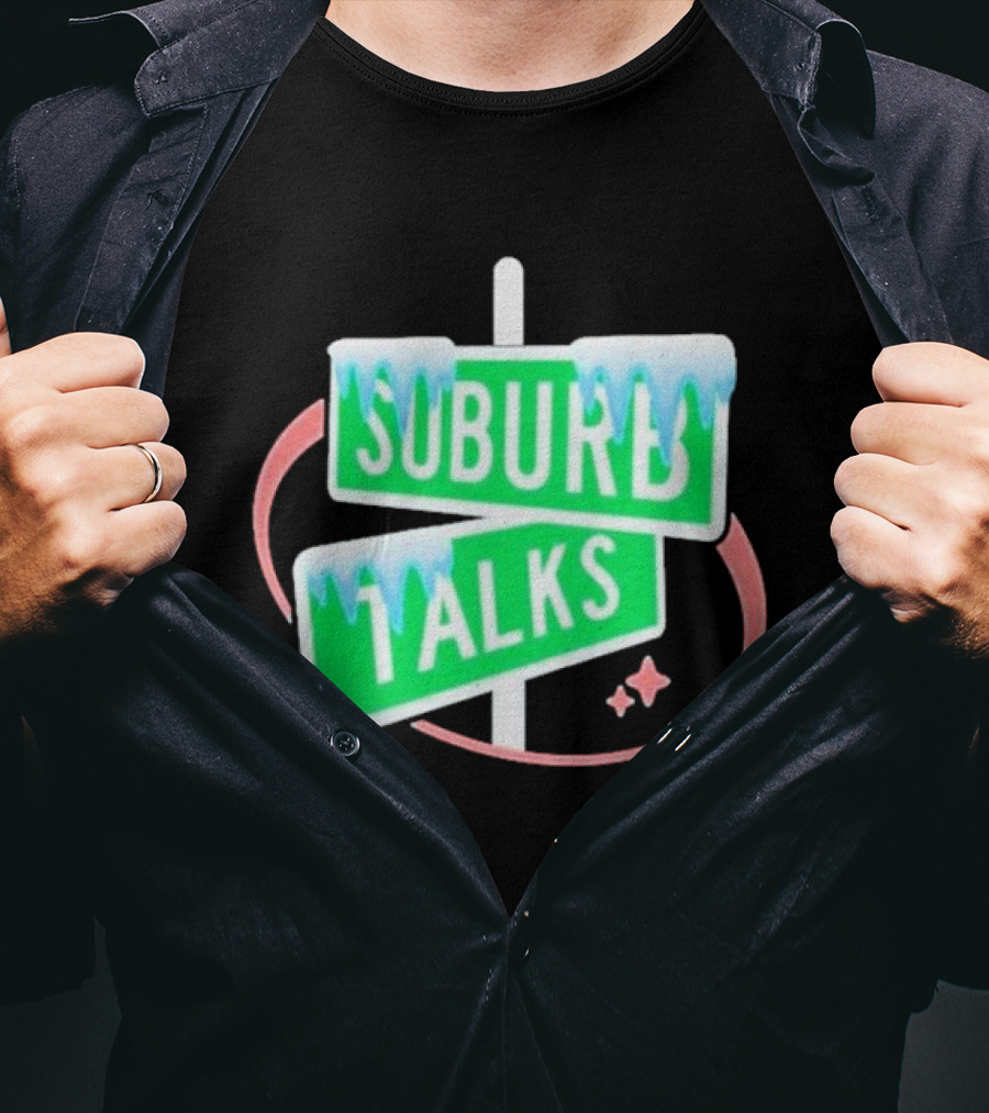 Suburb Talks Snowy Street Signs Christmas T-Shirt