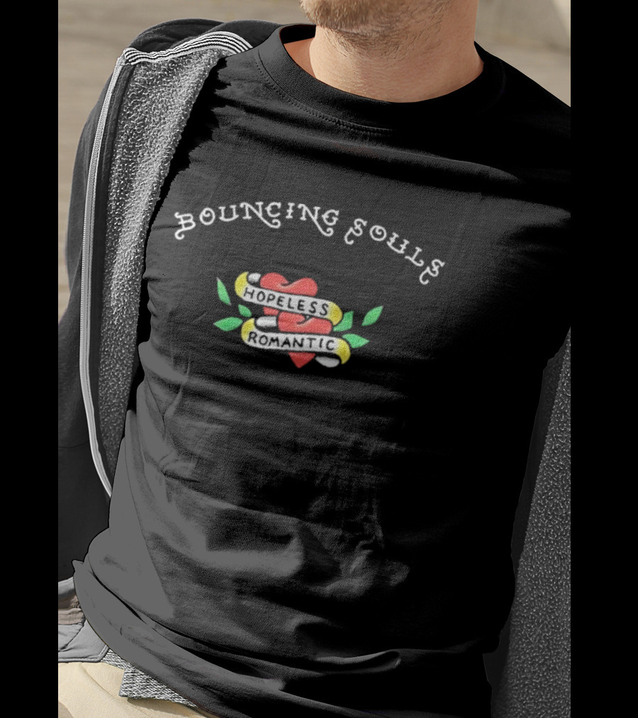 Bouncing Souls Hopeless Romantic Heart And Banner T-Shirt