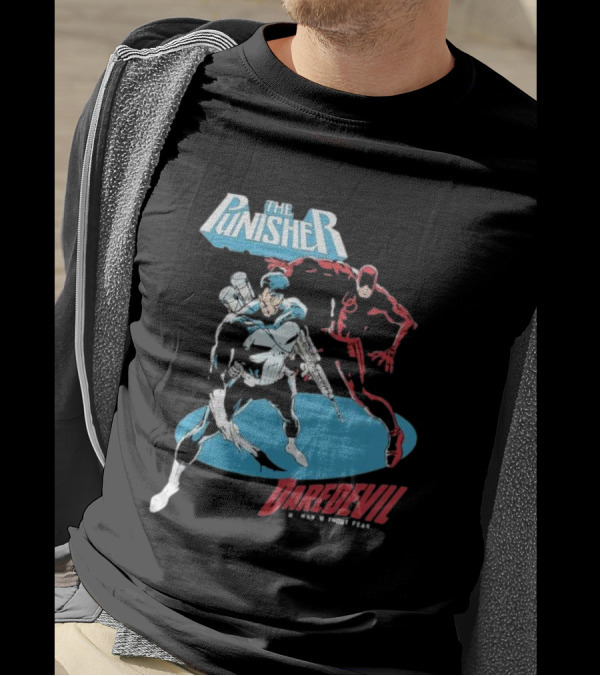 The Punisher Versus Daredevil The Man Without Fear Showdown Iconic Comic Heroes T-Shirt