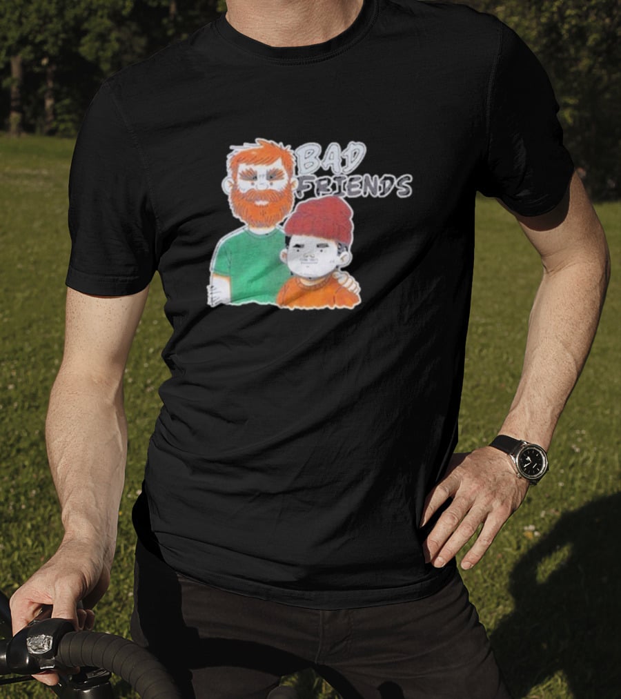 Bad Friends Cartoon Characters With Beard And Beanie T-Shirt