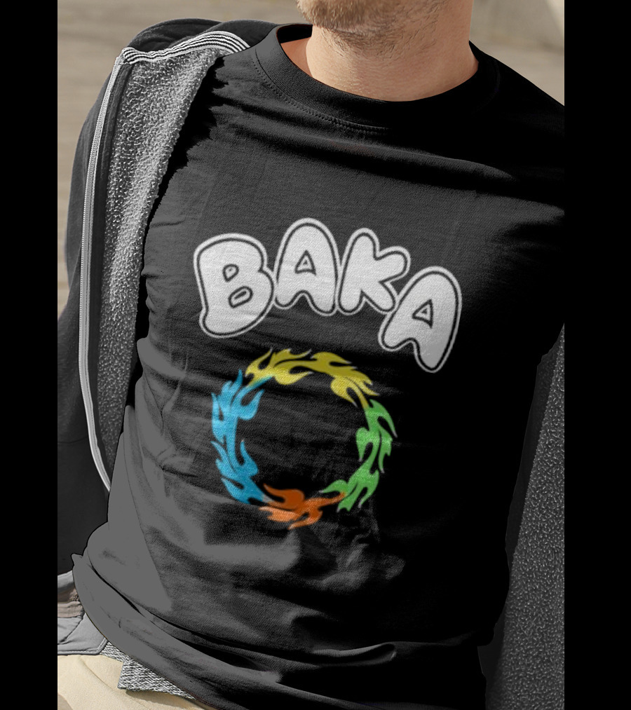 BAKA Colorful Flame Ring Burst T-Shirt