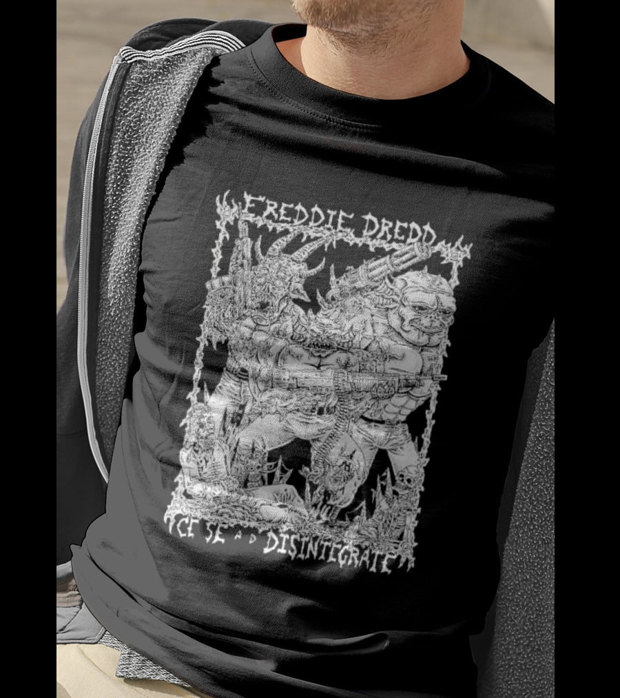 Freddie Dredd Cease And Disintegrate Demon Soldiers Combat Scene T-Shirt