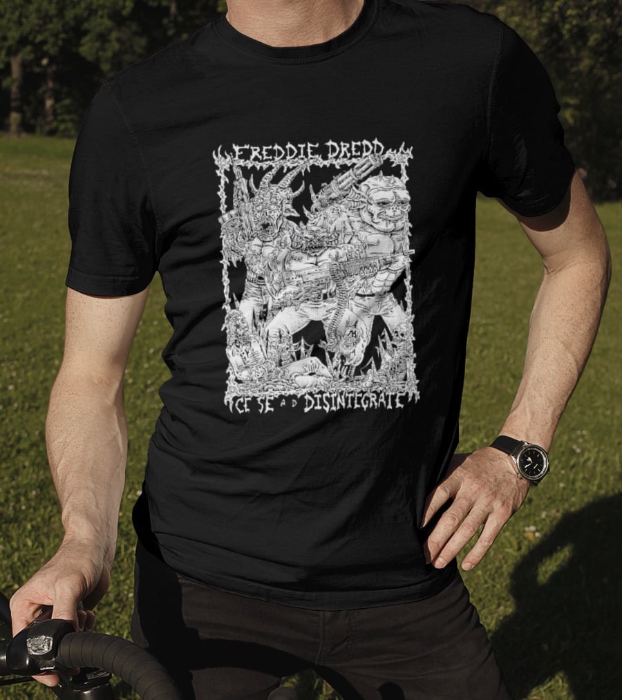 Freddie Dredd Cease And Disintegrate Demon Soldiers Combat Scene T-Shirt