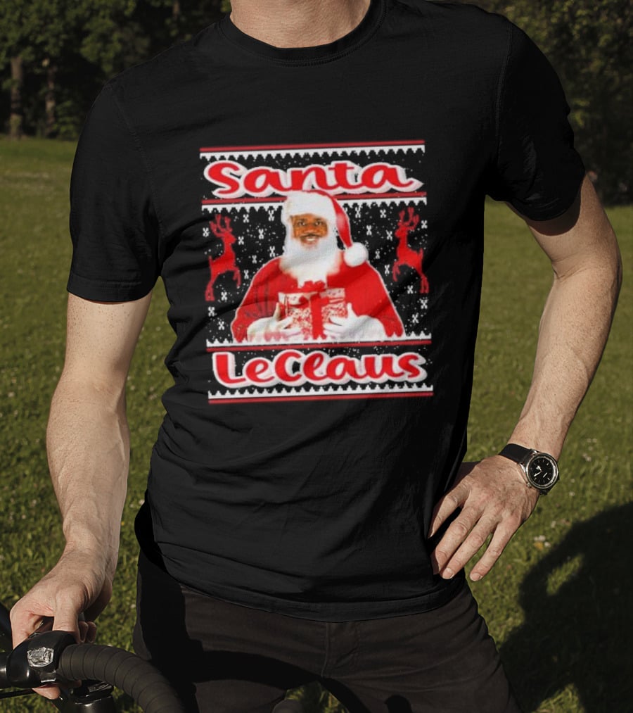 Lebron James Santa LeClaus Ugly Christmas Sweater Festive Holiday Reindeer T-Shirt