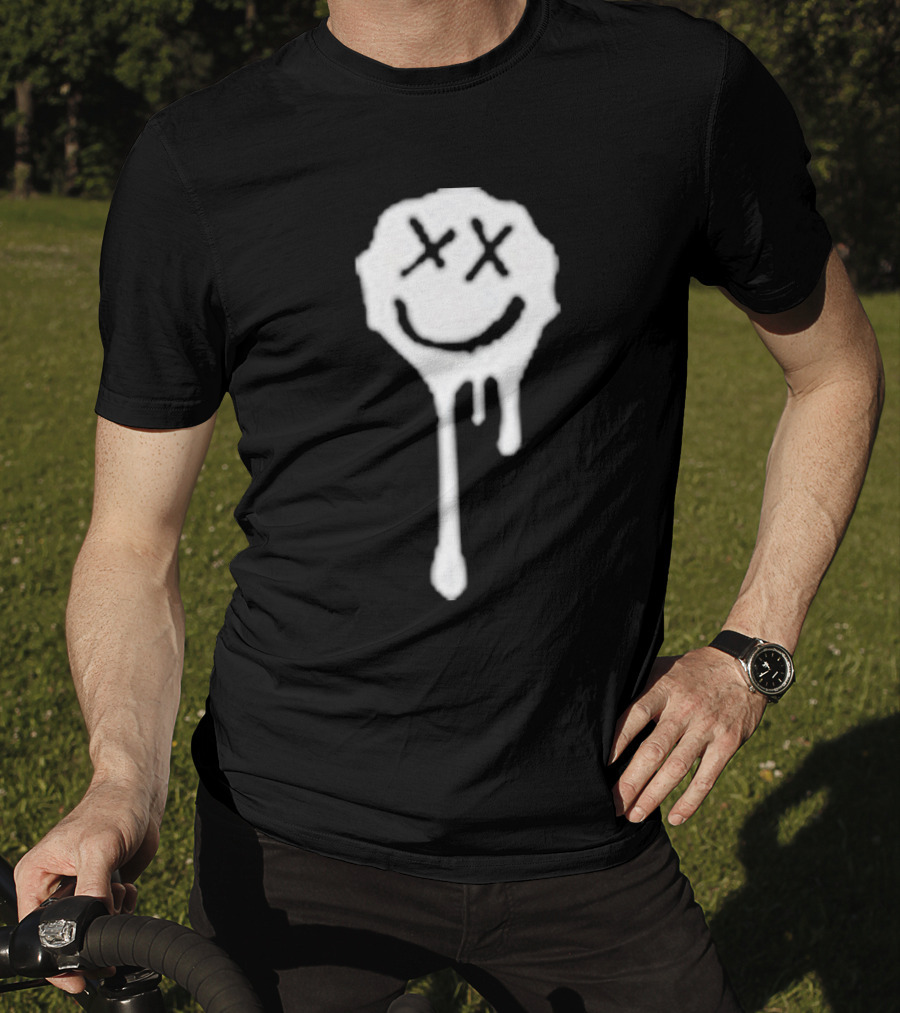 Olive Drip Smiley Face With Nirvana T-Shirt
