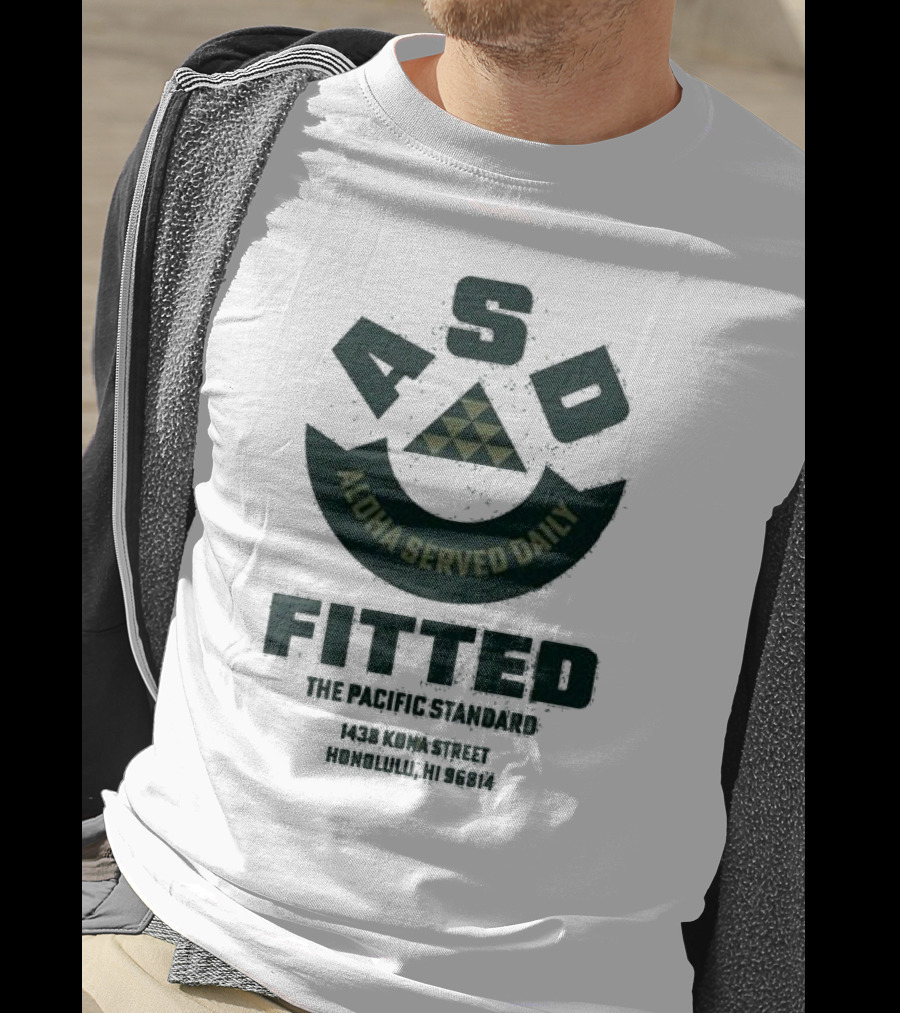 ASD Aloha Served Daily Fitted The Pacific Standard 1438 Koma Street Honolulu HI 96814 T-Shirt