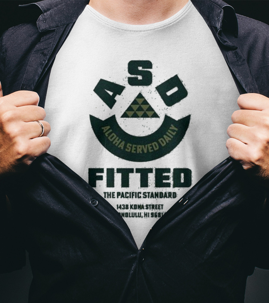 ASD Aloha Served Daily Fitted The Pacific Standard 1438 Koma Street Honolulu HI 96814 T-Shirt