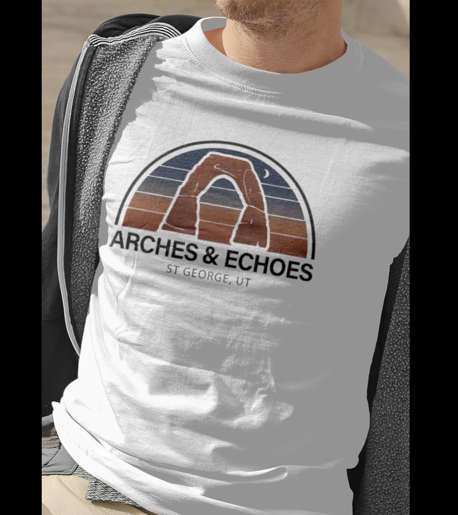 Arches Echoes St George Utah Red Rock Night Sky Moon T-Shirt