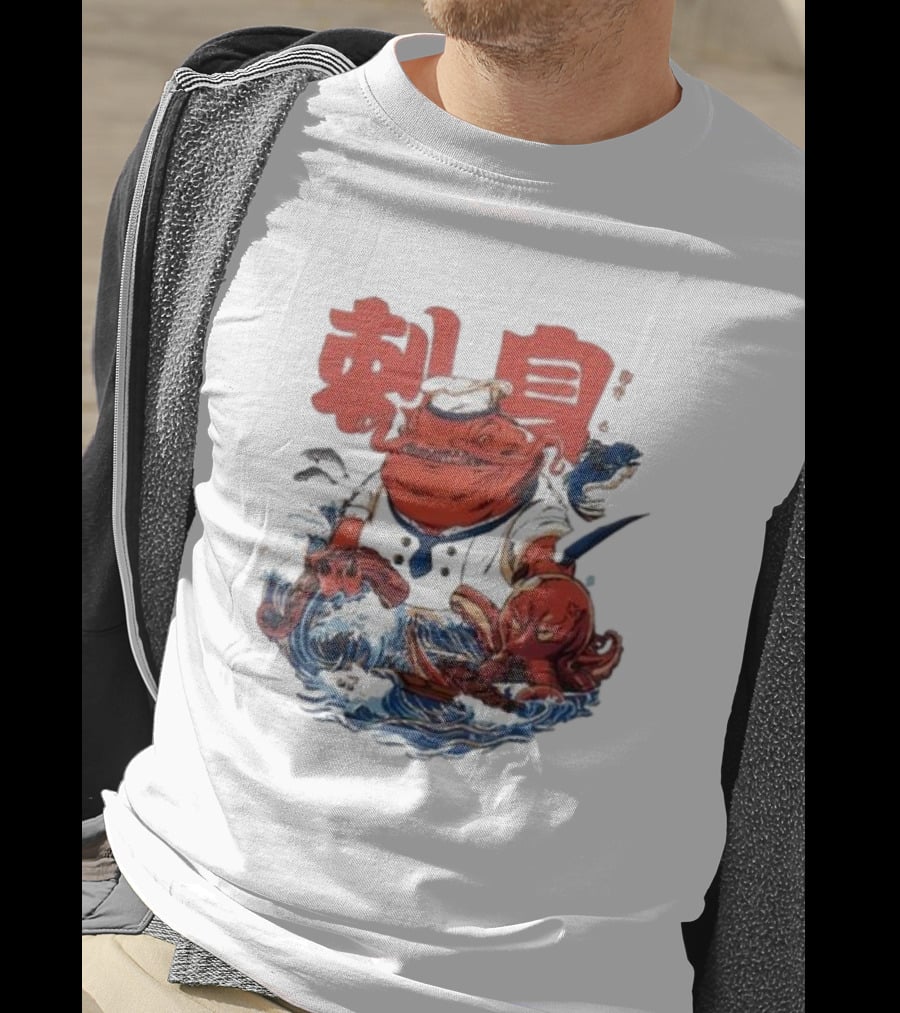 Kench Master Chef Sashimi Cook-Off With Octopus And Japanese Text T-Shirt