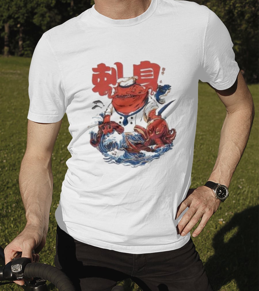 Kench Master Chef Sashimi Cook-Off With Octopus And Japanese Text T-Shirt