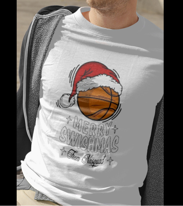 Merry Swishmas From Nnsquad Basketball Santa Hat T-Shirt