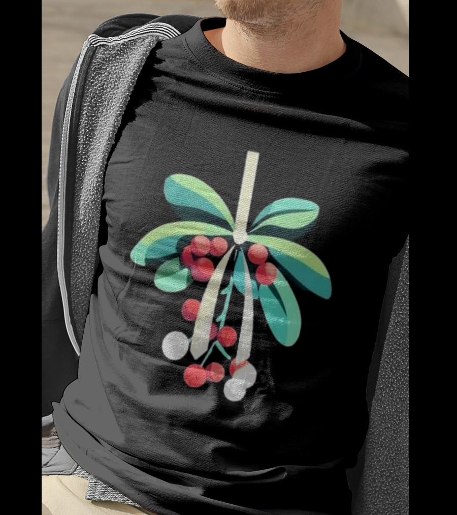 Mistletoe Nimbus Christmas Holiday Festive Greenery Berries T-Shirt