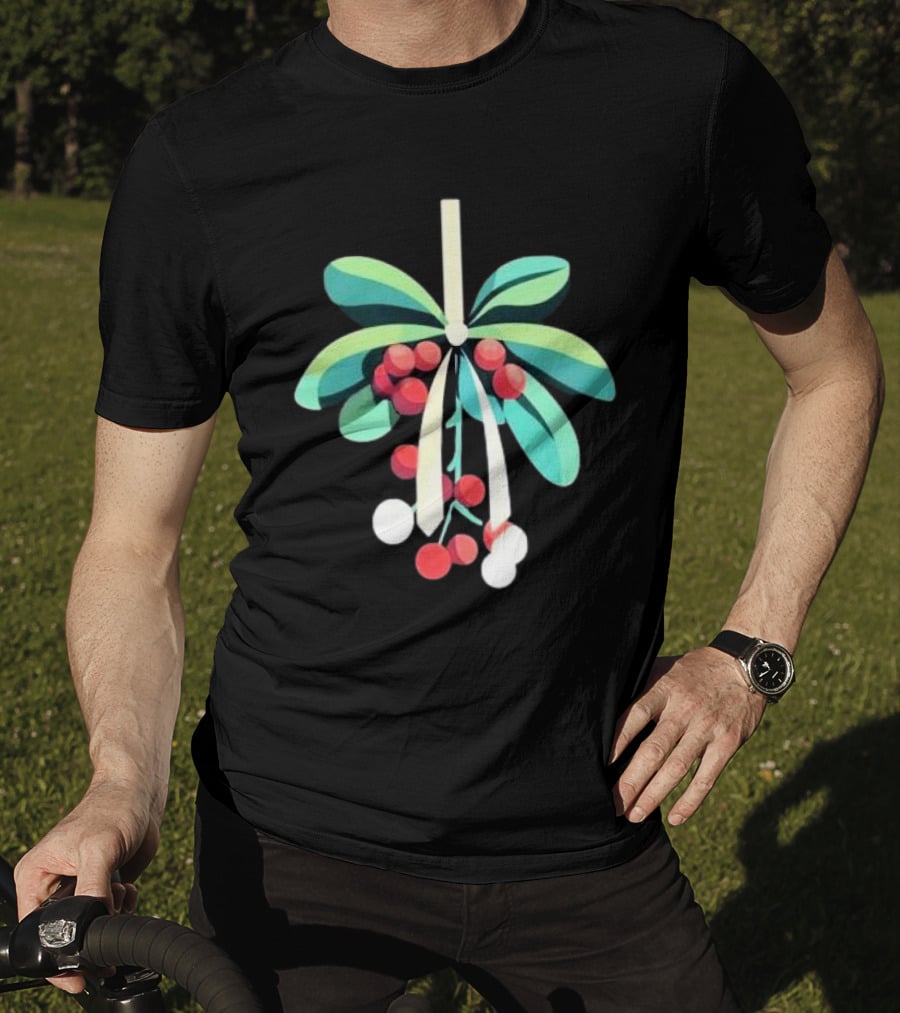 Mistletoe Nimbus Christmas Holiday Festive Greenery Berries T-Shirt