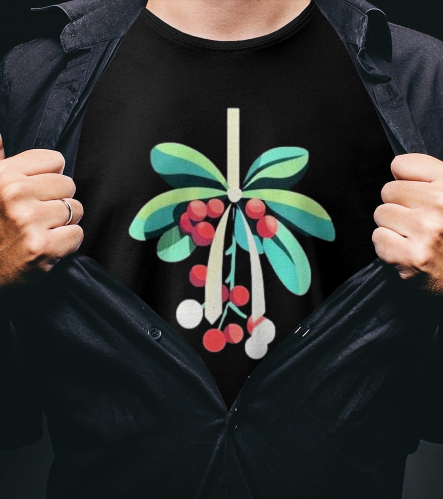 Mistletoe Nimbus Christmas Holiday Festive Greenery Berries T-Shirt