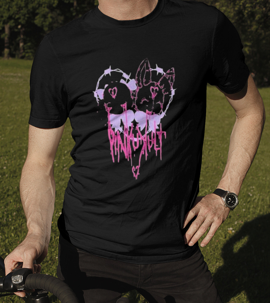 Pinku Kult Heart Barbed Wire Bunnies T-Shirt