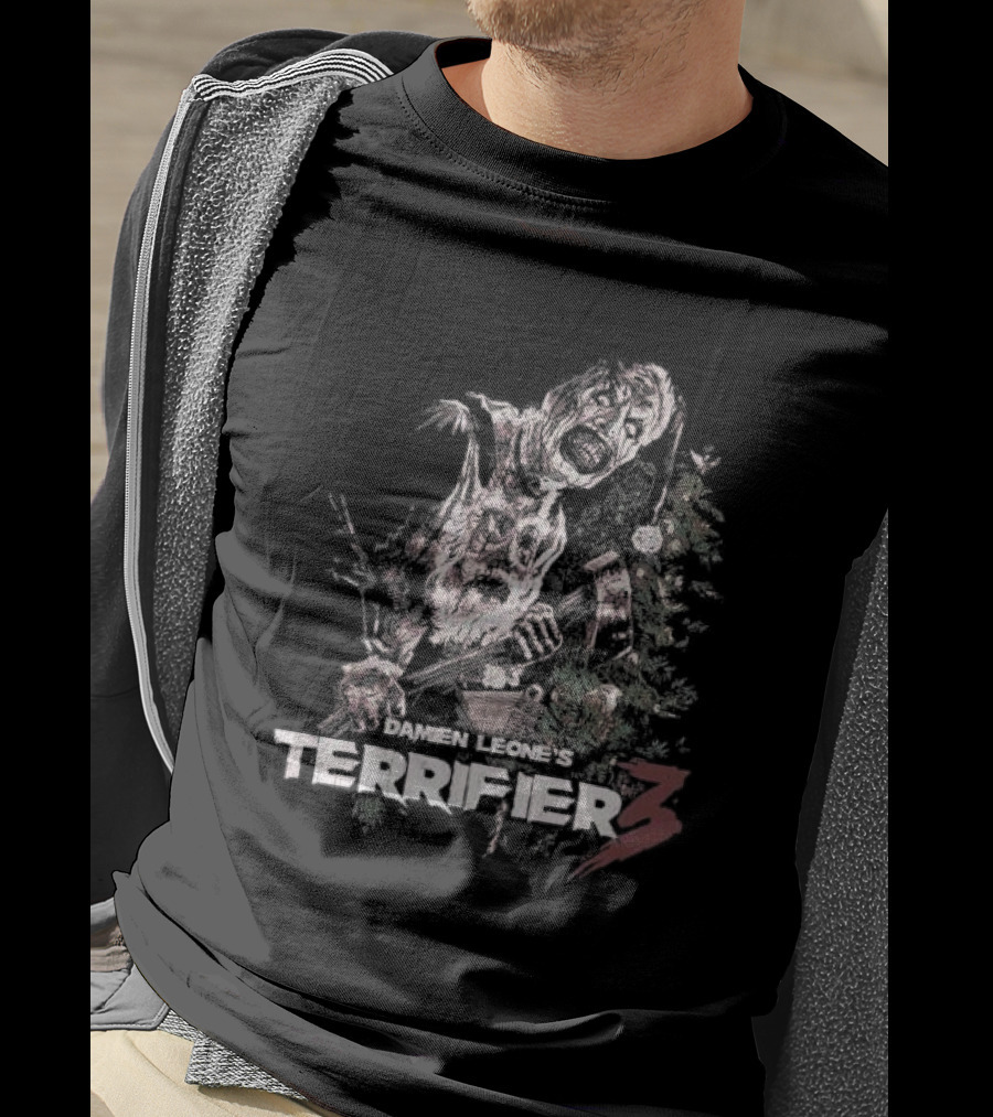 Damien Leone's Terrifier 3 Santa's Here Horror Christmas T-Shirt