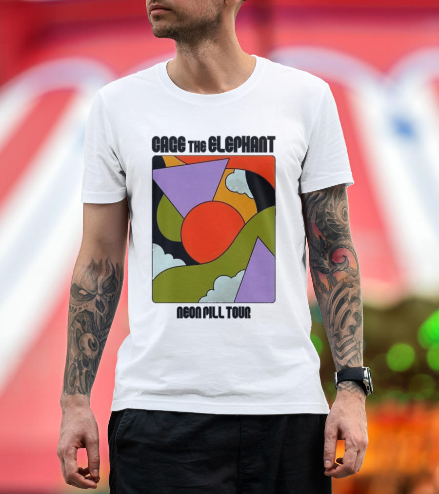 Cage the Elephant Neon Pill Tour Colorful Abstract T-Shirt