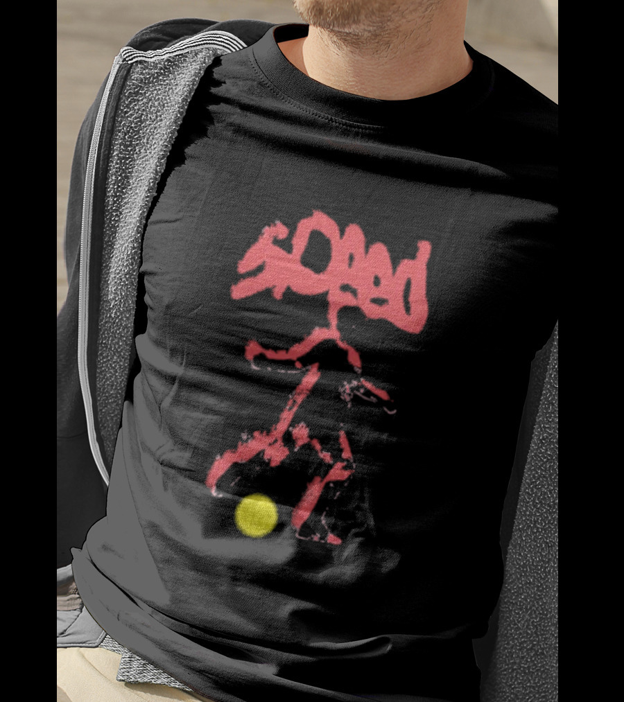 Speed Warp Soccer Player Silhouette With Yellow Ball T-Shirt