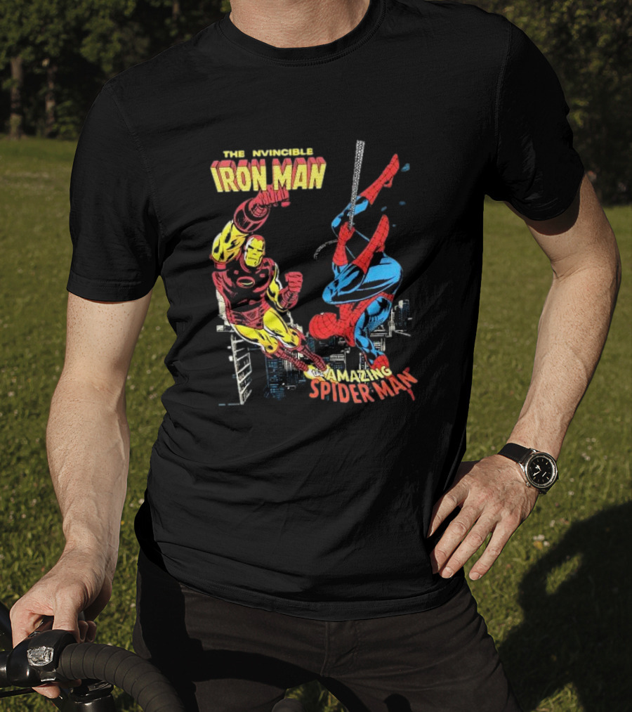 The Invincible Iron Man And The Amazing Spider-Man Showdown In The City T-Shirt